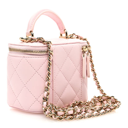 Chanel Lambskin Quilted Top Handle Mini Vanity Case With Chain Light Pink 3 of 11