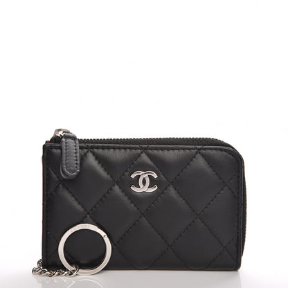 Chanel Lambskin Quilted Key Holder Case Black 1 of 8