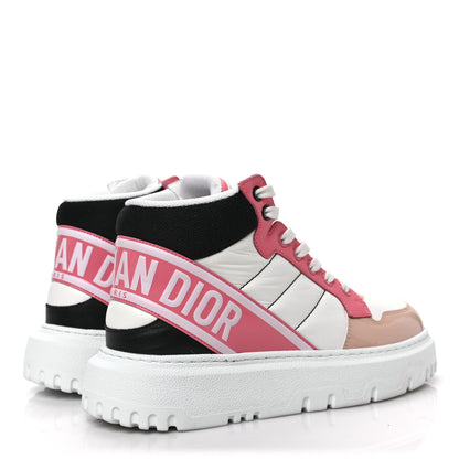 Christian Dior Nylon Calfskin Womens D-Player High Top Sneakers 36 Pink 4 of 7