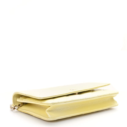 Chanel Cloudy Pearly Goatskin Quilted Wallet on Chain WOC Light Yellow 4 of 12