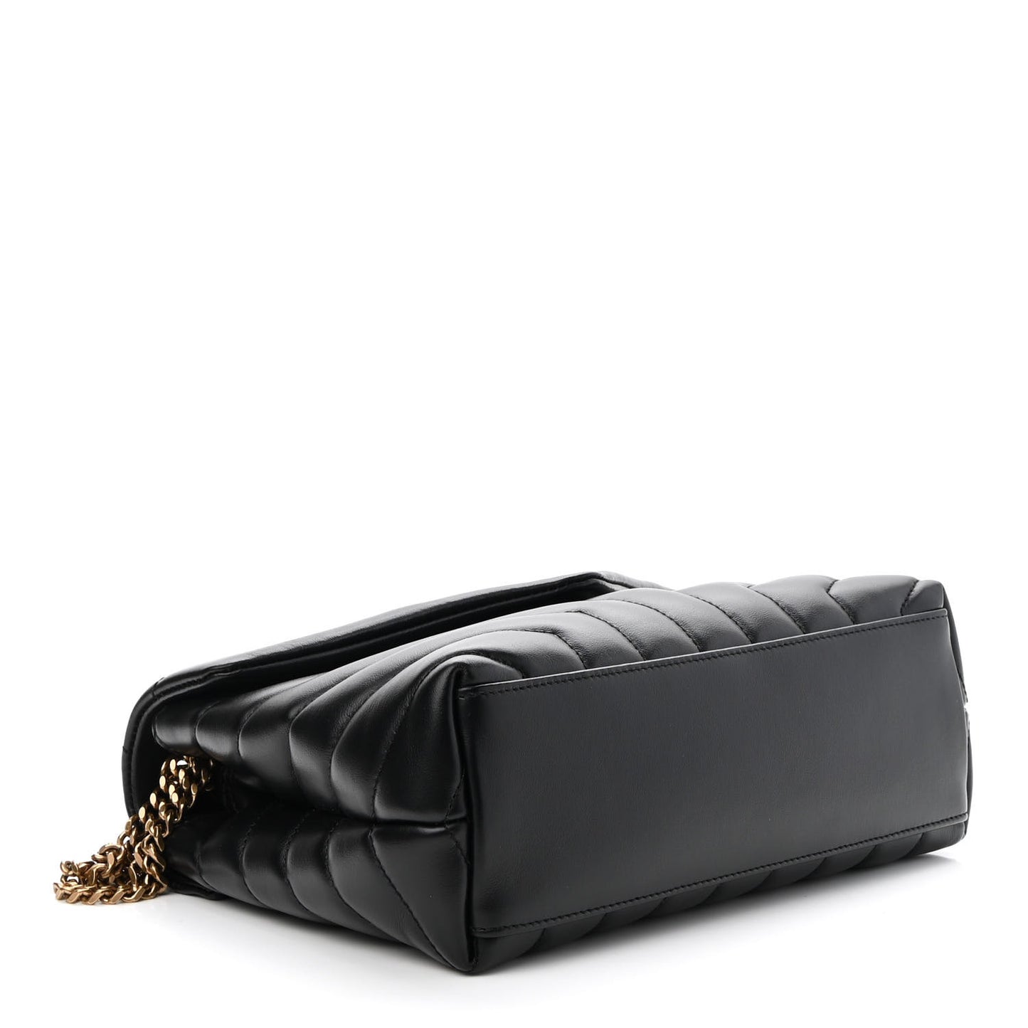Calfskin Y Quilted Monogram Small Loulou Chain Satchel Black