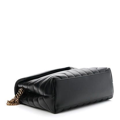 Saint Laurent Calfskin Y Quilted Monogram Small Loulou Chain Satchel Black 4 of 9