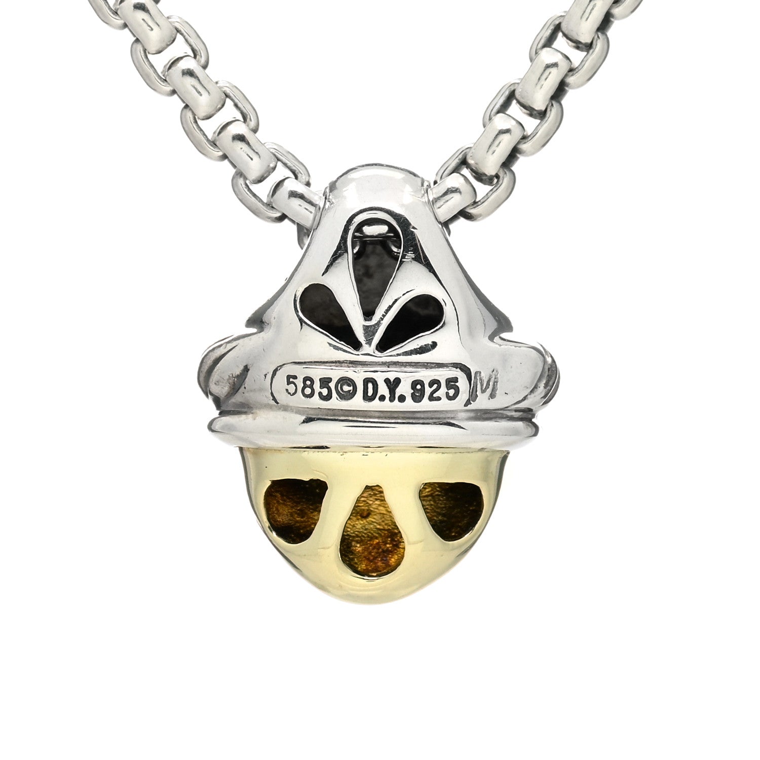 David Yurman Sterling Silver 14K Yellow Gold Acorn Pendant Necklace 5 of 5
