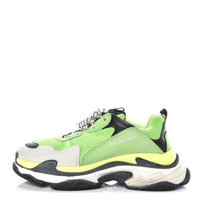 Balenciaga Fabric Mesh Nappa Mens Triple S Sneakers 46 Vert Fluo Black 1 of 8