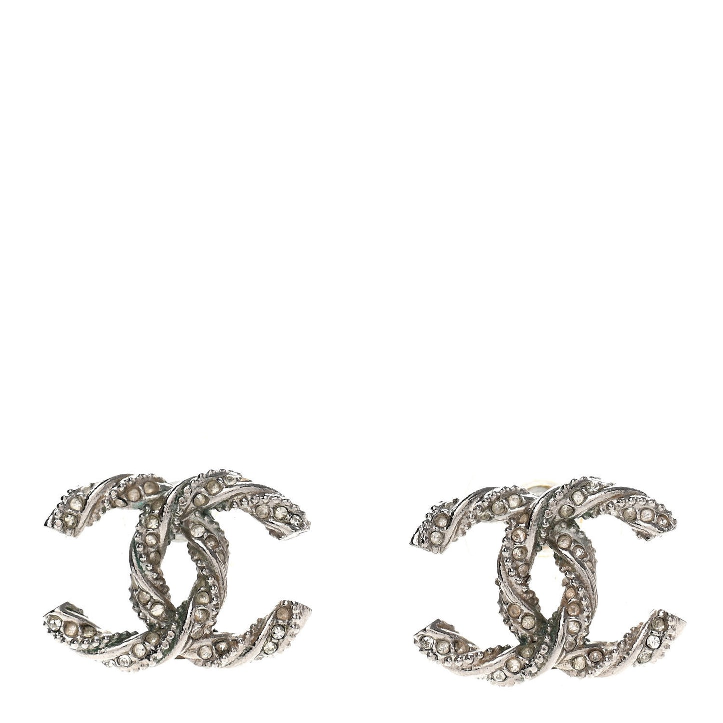 Crystal CC Twisted Earrings Silver