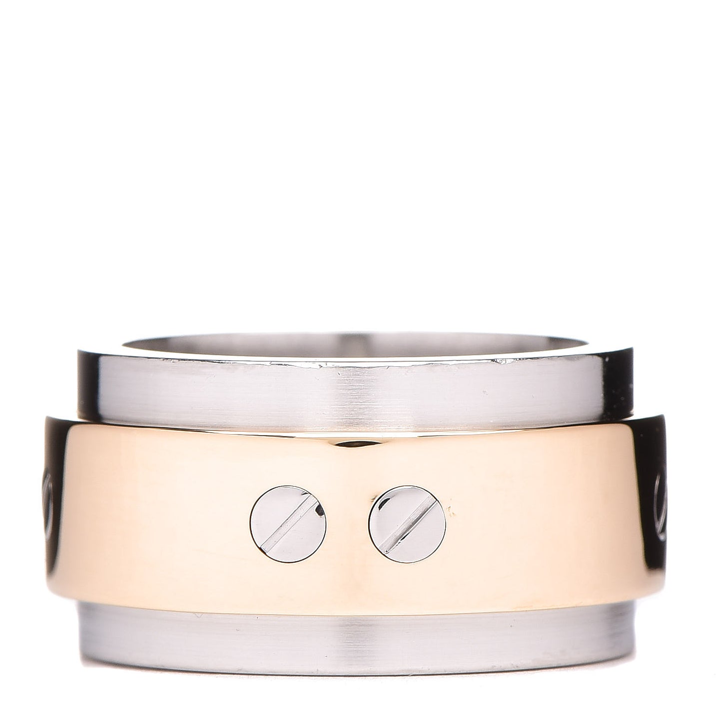 18K Yellow Gold Stainless Steel 12mm Santos Ring 56 7.5
