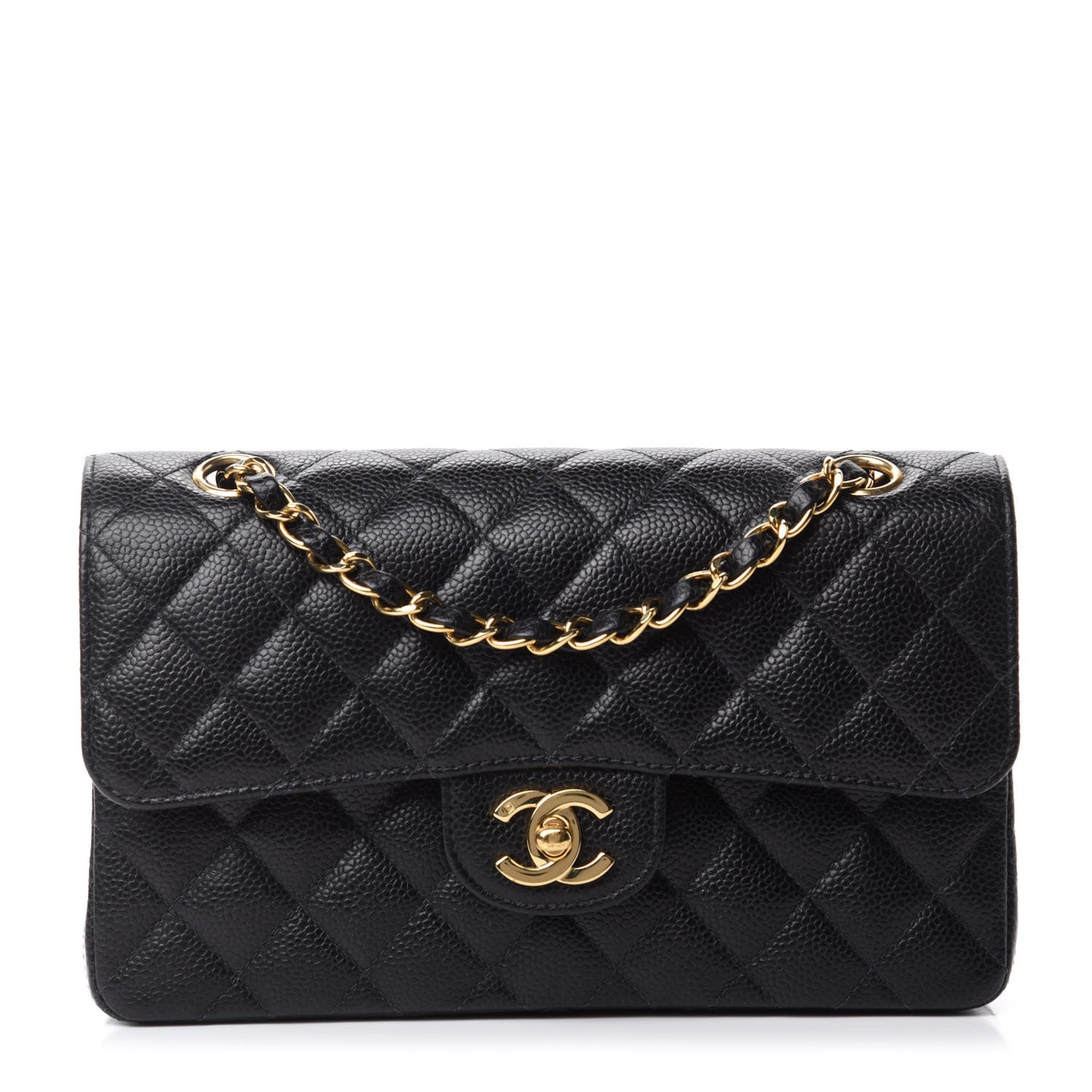 Caviar Quilted Small Double Flap Black