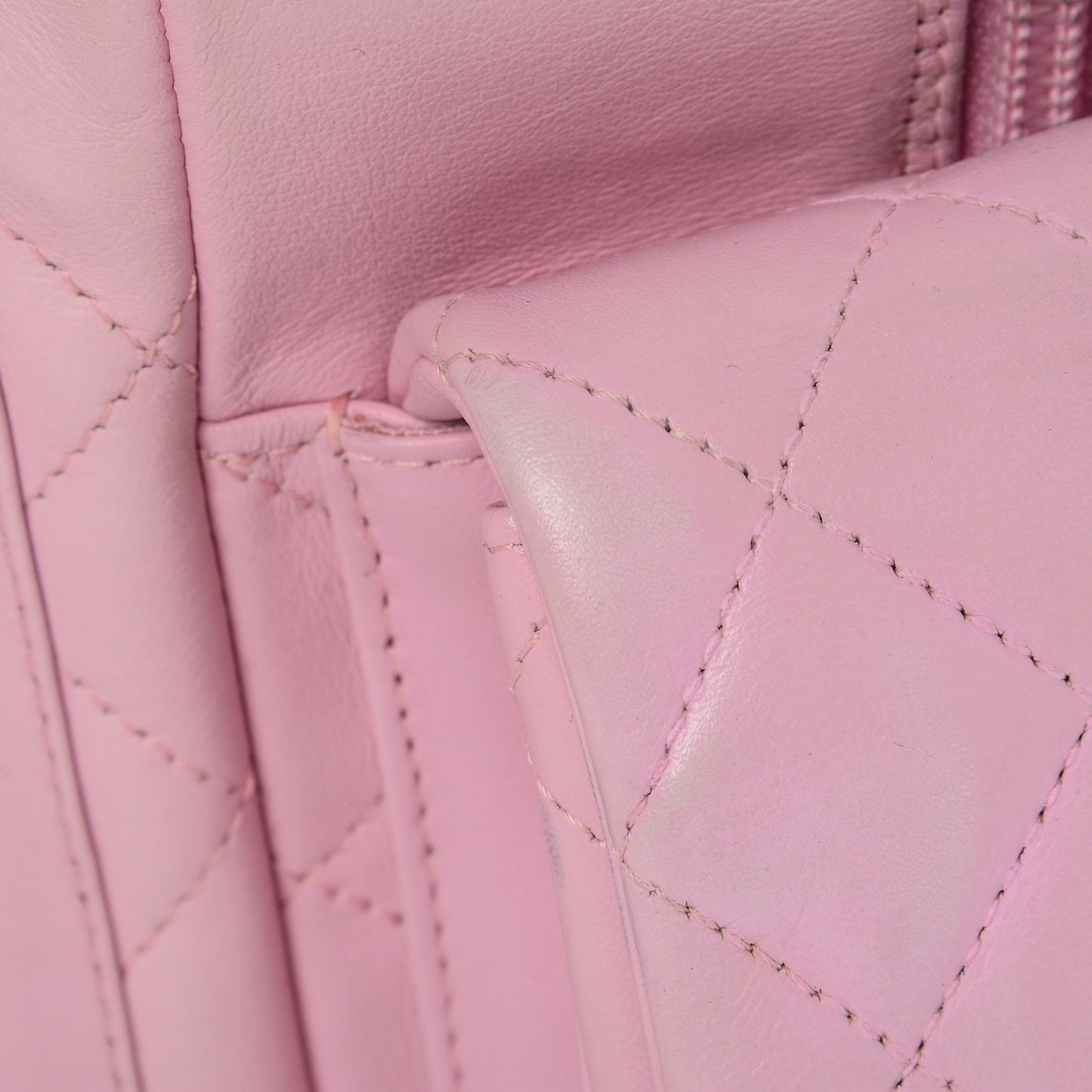 Calfskin Quilted Large Cambon Multipocket Reporter Pink Black