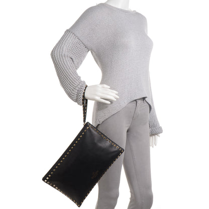 Valentino Garavani Vitello Large Rockstud Zip Wristlet Pouch Black 2 of 8