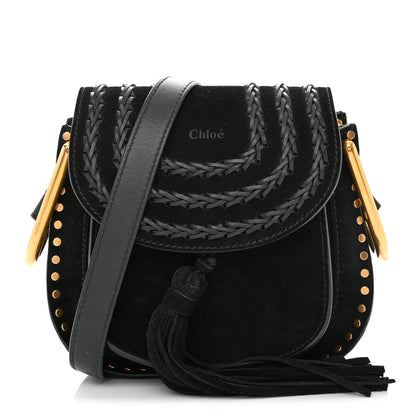 Chloe Suede Calfskin Braided Mini Hudson Shoulder Bag Black 1 of 9