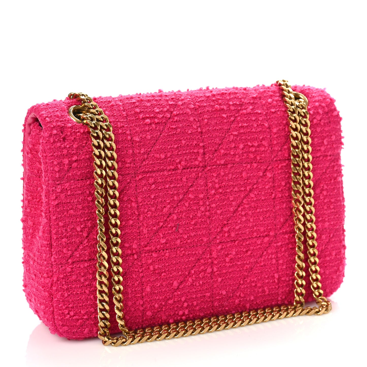Boucle Tweed Patchwork Monogram Medium Jamie Baguette Magenta