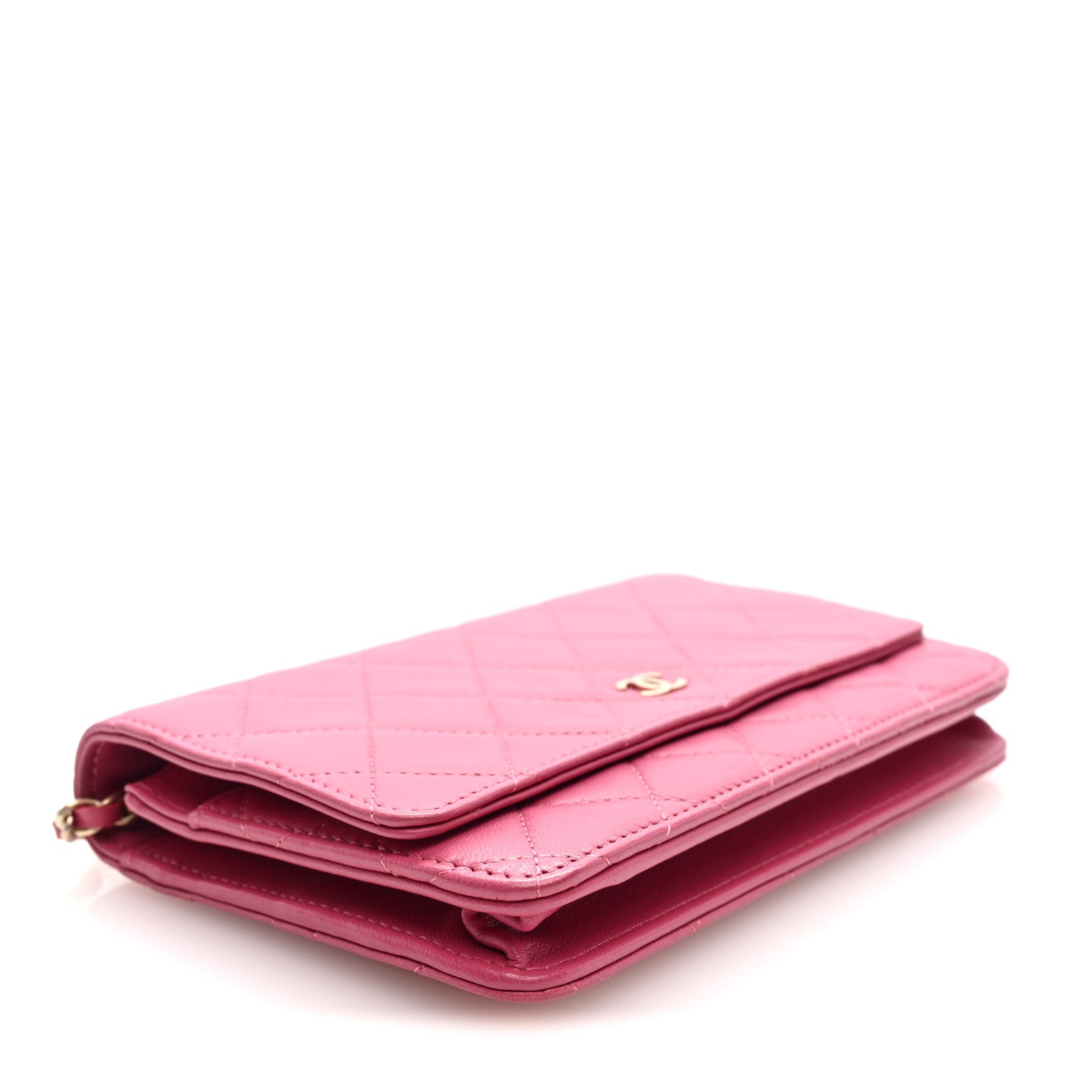 Chanel Lambskin Quilted Wallet On Chain WOC Pink 4 of 10