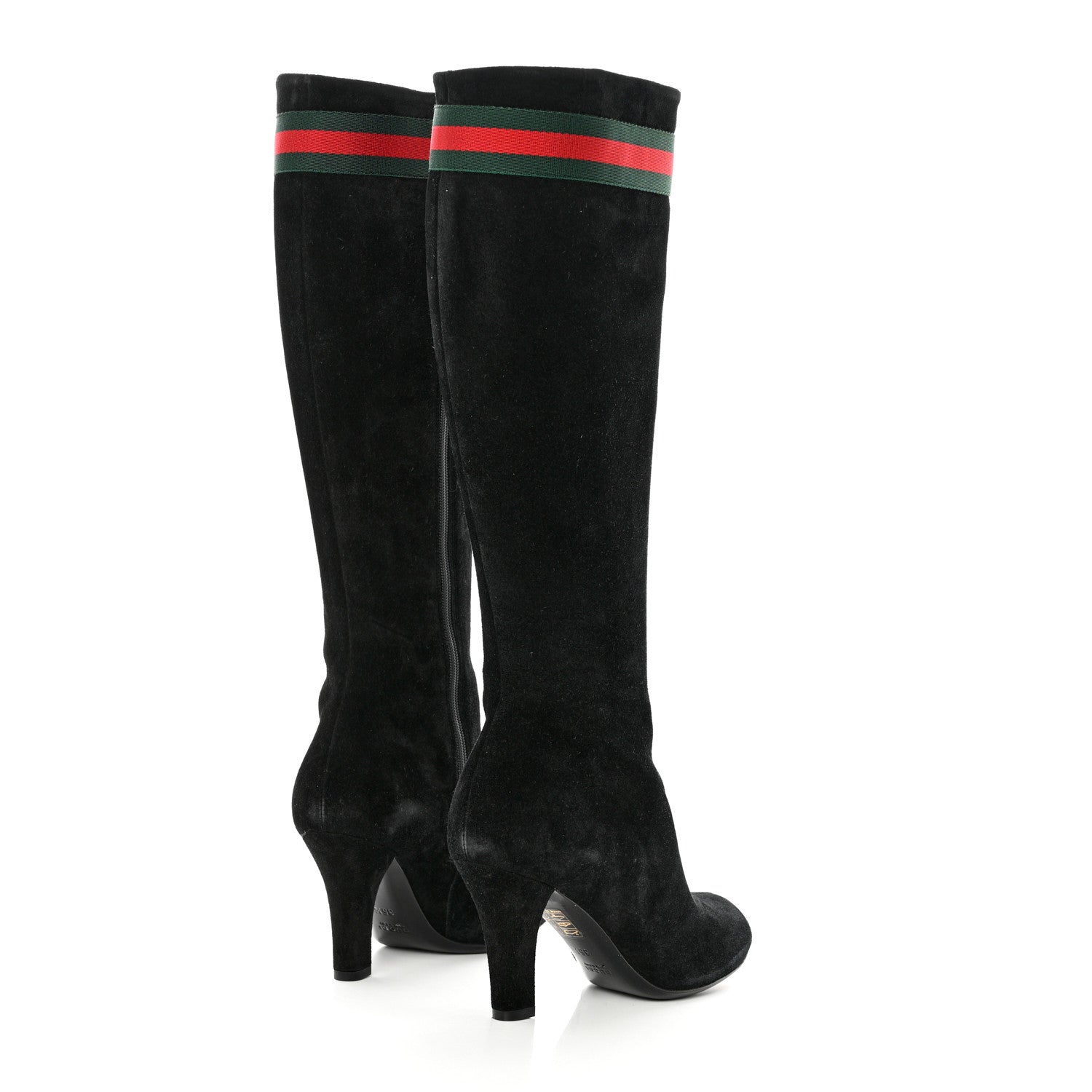 Gucci Suede Knee High Web Boots 35.5 Black 4 of 9