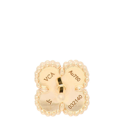 Van Cleef & Arpels 18K Yellow Gold Mother of Pearl Sweet Alhambra Earrings 4 of 5