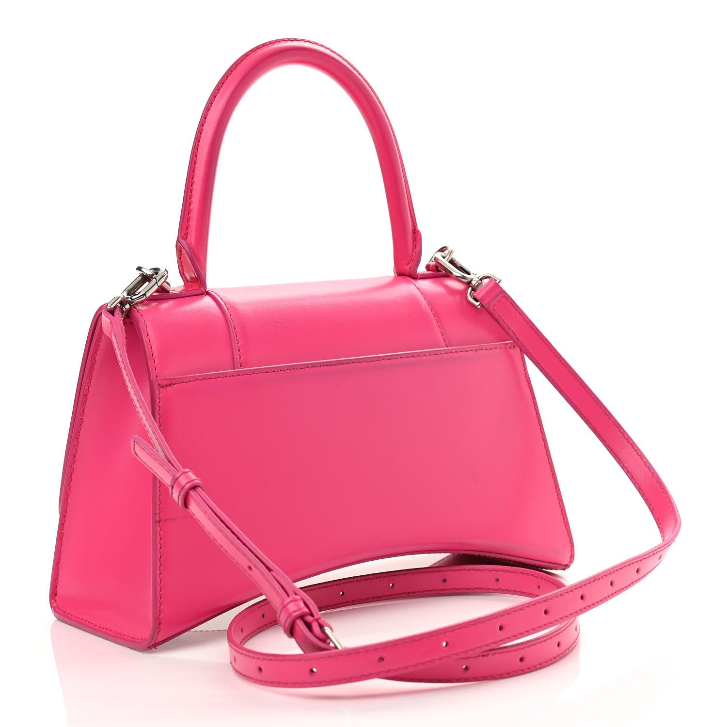 Balenciaga Shiny Box Calfskin Small Hourglass Top Handle Bag Acid Fuchsia 3 of 19