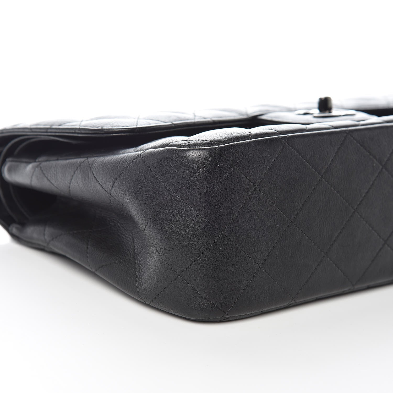 Chanel Crumpled Calfskin Quilted Jumbo Double Flap So Black 8 of 9