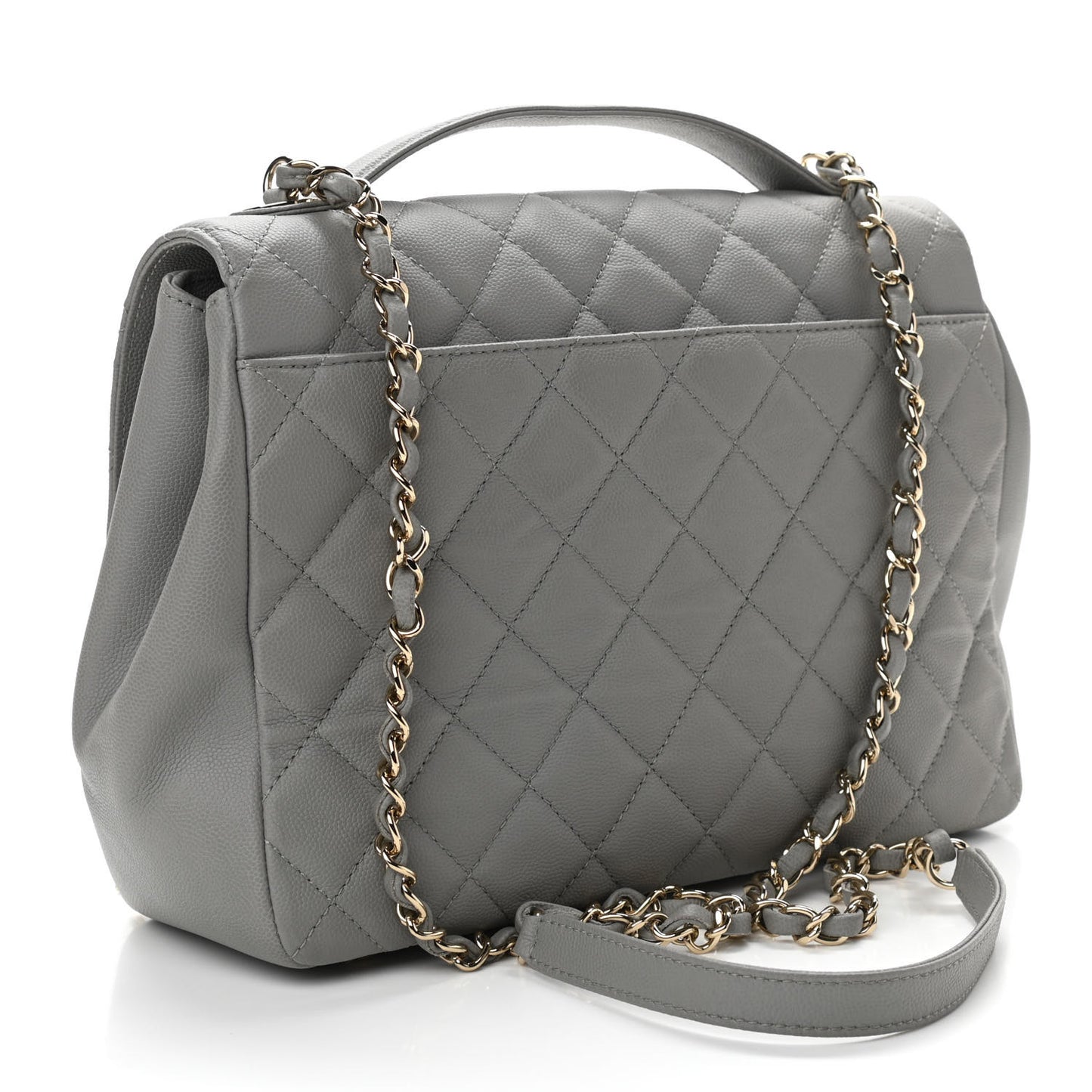 Caviar Quilted Large Business Affinity Flap Grey