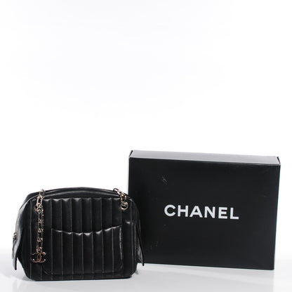 Chanel Lambskin Vertical Quilted Mademoiselle Small Camera Case Black 2 of 10