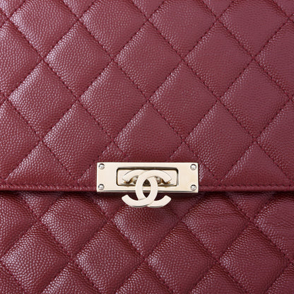 Chanel Caviar Quilted Large Golden Class Pouch Dark Red 7 of 8