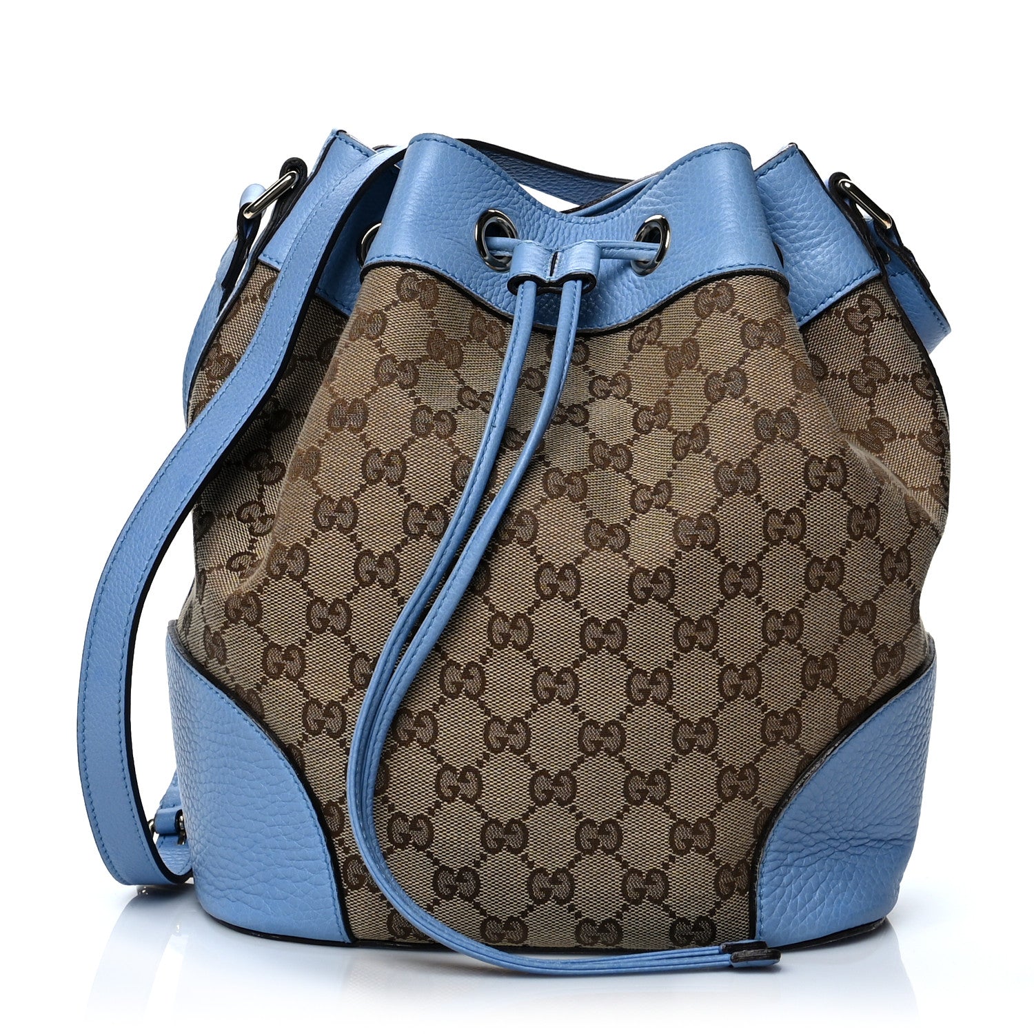 Gucci GG Monogram Calfskin Bucket Bag Blue 2 of 14