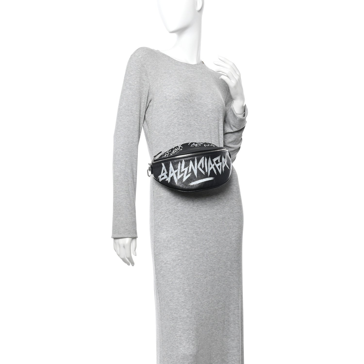 Balenciaga Agneau Arena Graffiti All Over XS Souvenir Belt Bag Black White 2 of 9