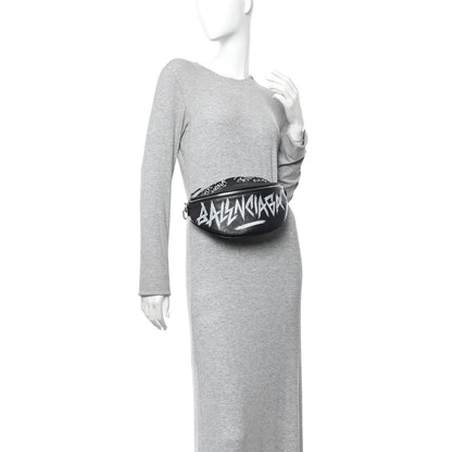 Balenciaga Agneau Arena Graffiti All Over XS Souvenir Belt Bag Black White 2 of 9