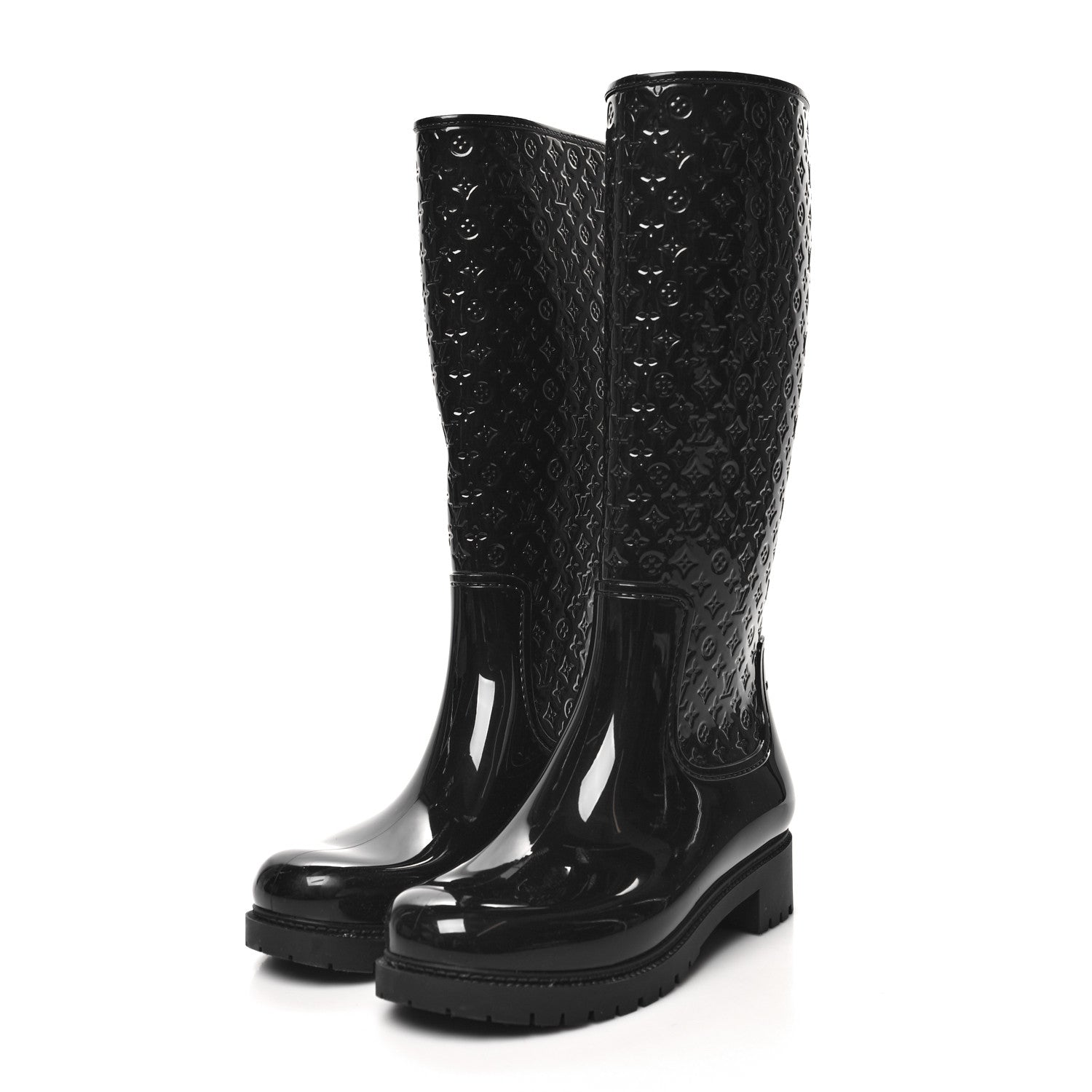 Louis Vuitton Rubber Embossed Monogram Splash Rain Boots 40 Black 3 of 6