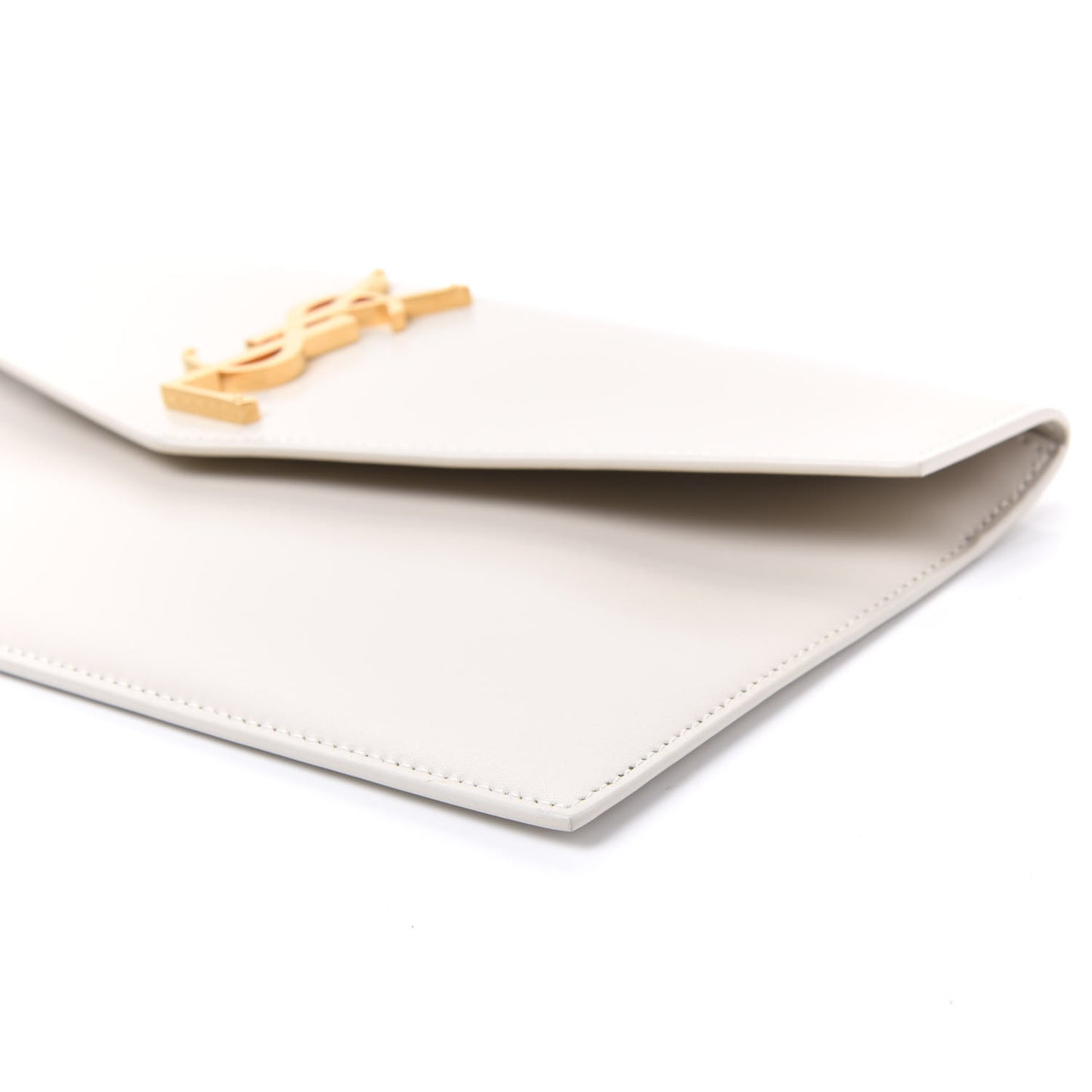 Smooth Shiny Calfskin Medium Uptown Removable Pouch White