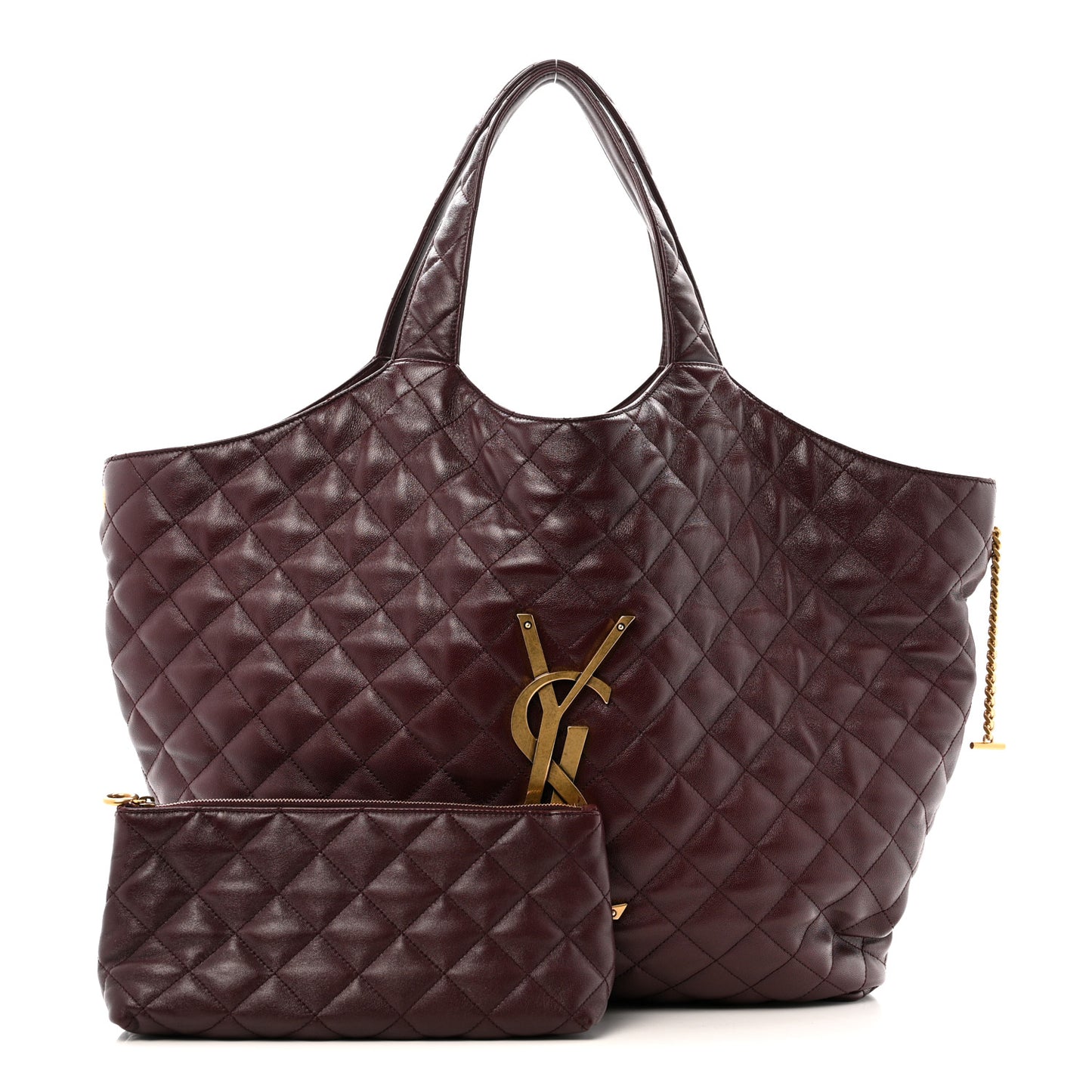 Lambskin Quilted Maxi Icare Shopping Tote Hot Wine