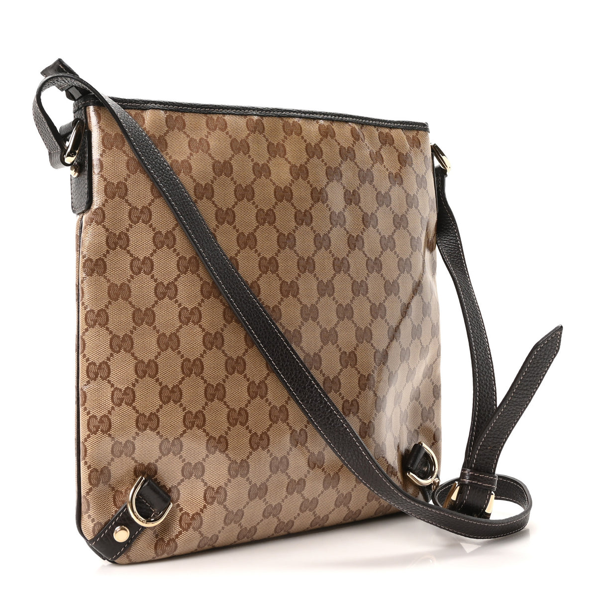 Gucci Crystal Monogram Abbey Messenger Bag Beige Dark Brown 3 of 10