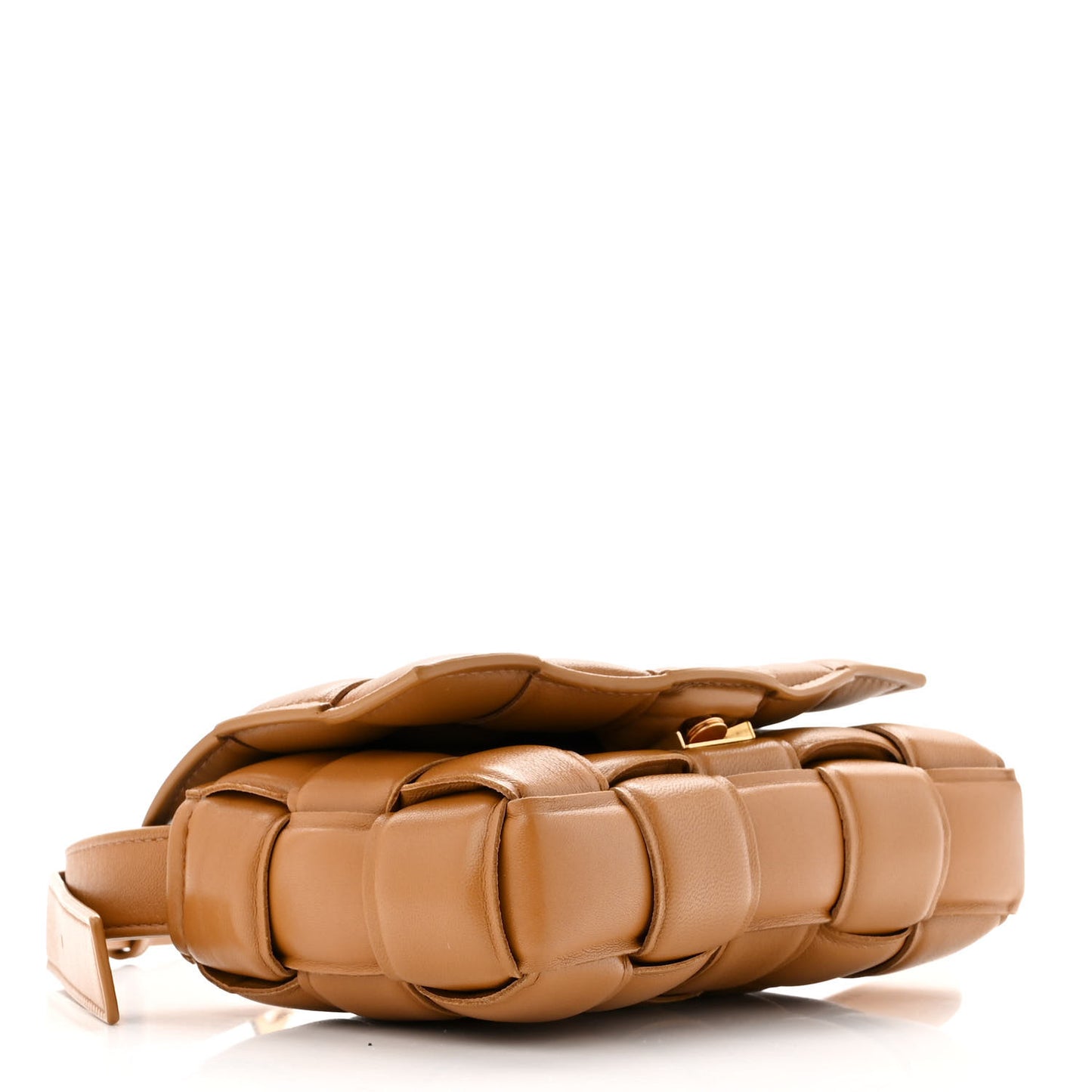 Nappa Maxi Intreccio Padded Cassette Crossbody Bag Caramel