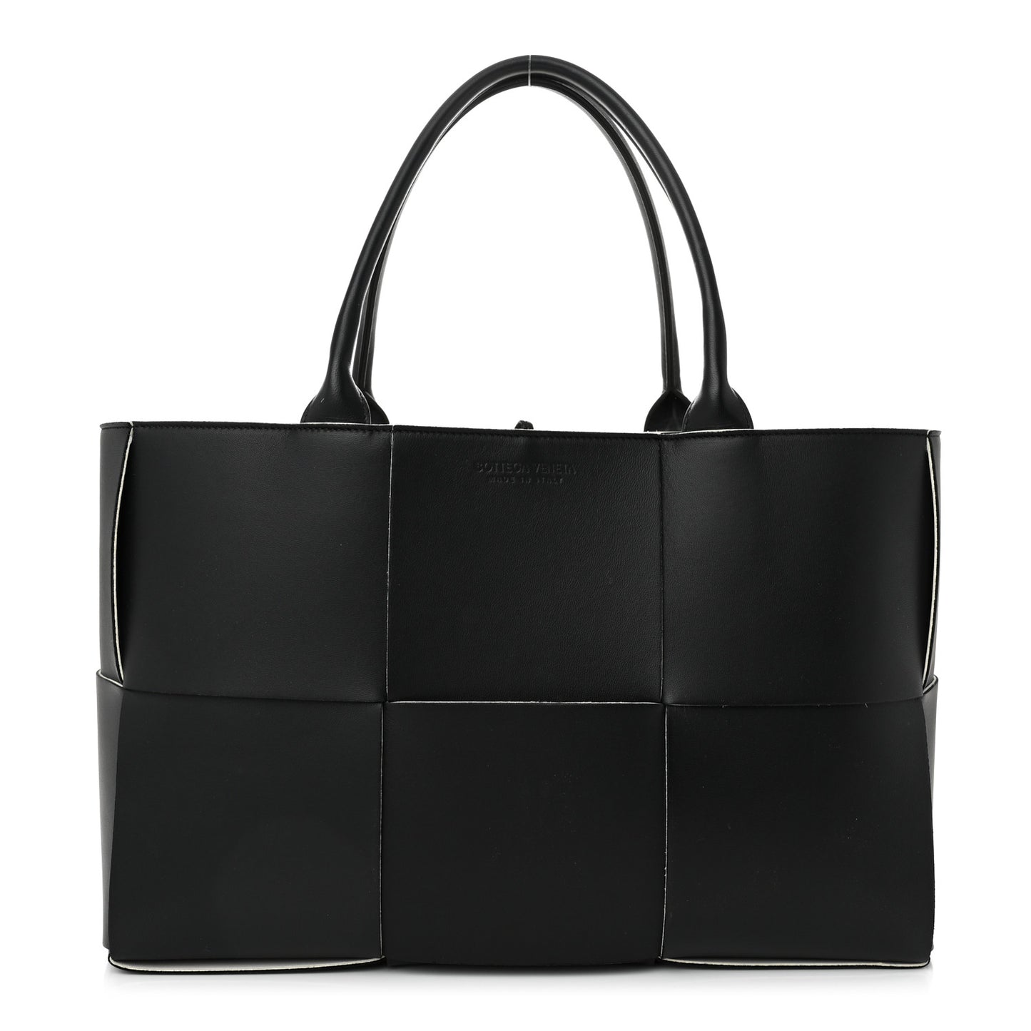 Nappa Maxi Intrecciato Medium Arco Tote Black White