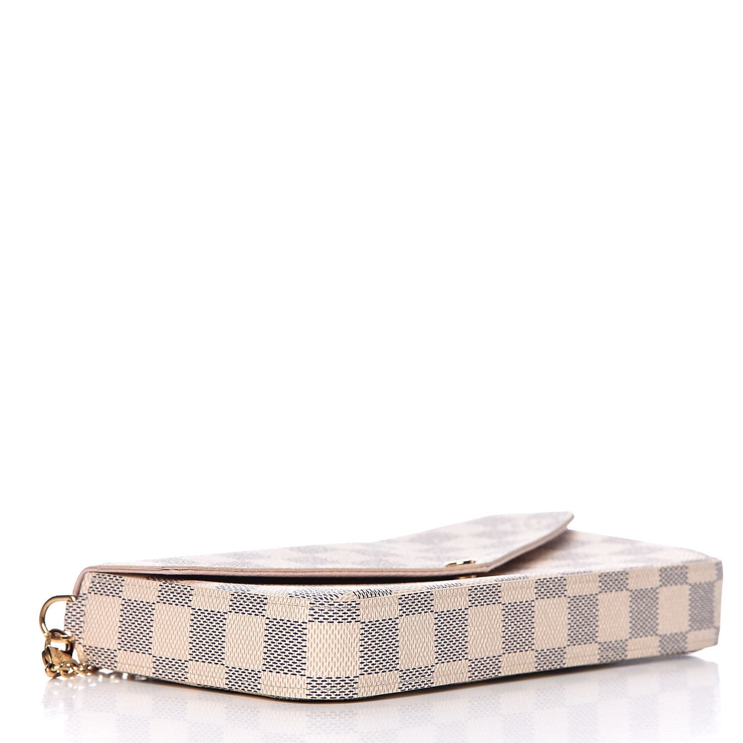 Damier Azur Pochette Felicie Chain Wallet Rose Ballerine