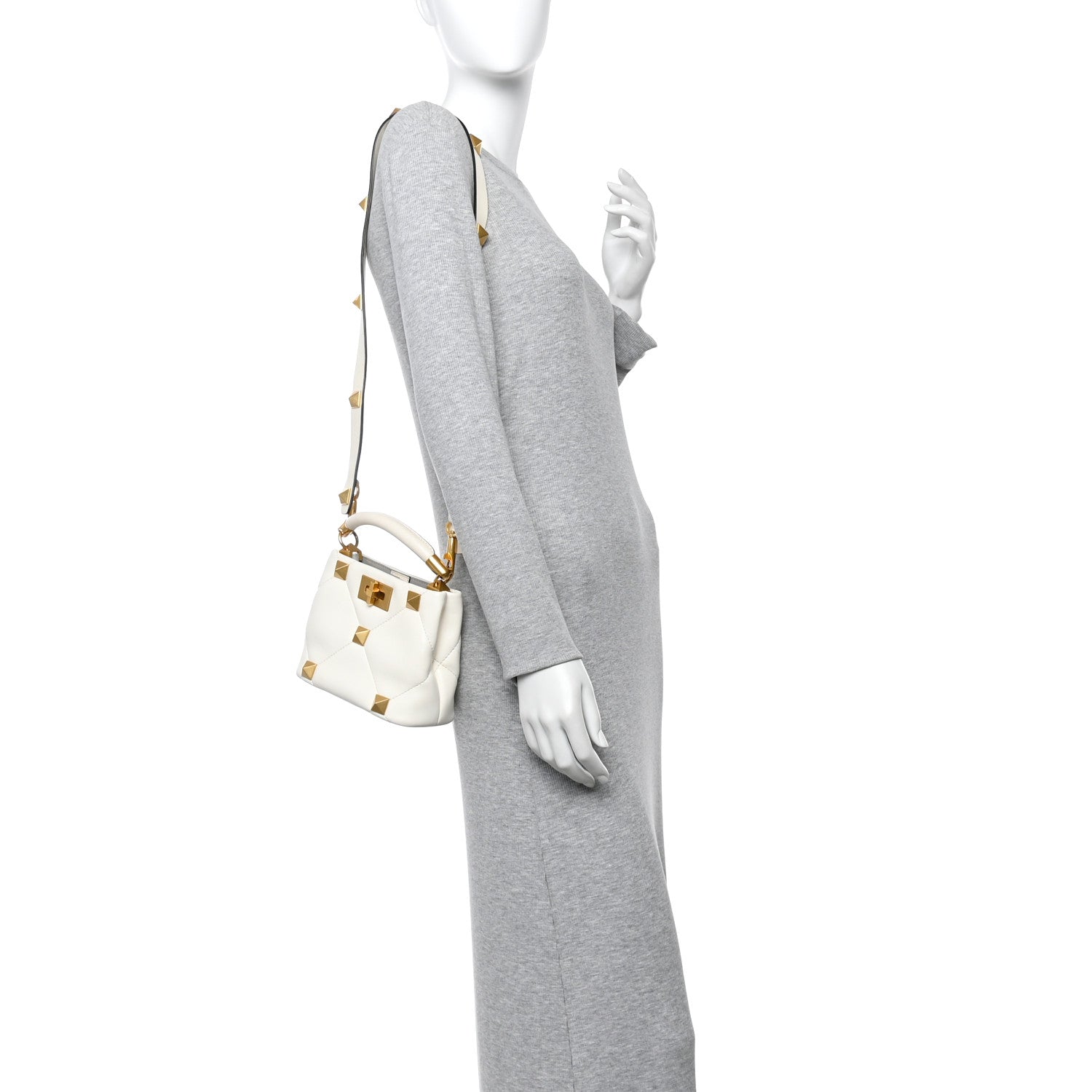 Valentino Garavani Nappa Mini Roman Stud The Handle Bag Ivory 2 of 10