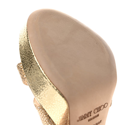 Jimmy Choo Glitter Vamp Platform Sandals 37 Gold 9 of 16