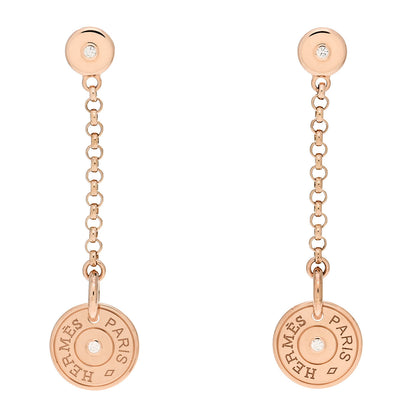 Hermes 18K Rose Gold Diamond Gambade Clou de Selle Earrings 1 of 5