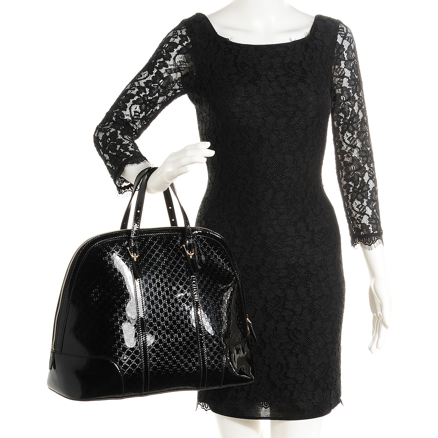 Gucci Patent Microguccissima Large Nice Top Handle Dome Bag Black 2 of 7