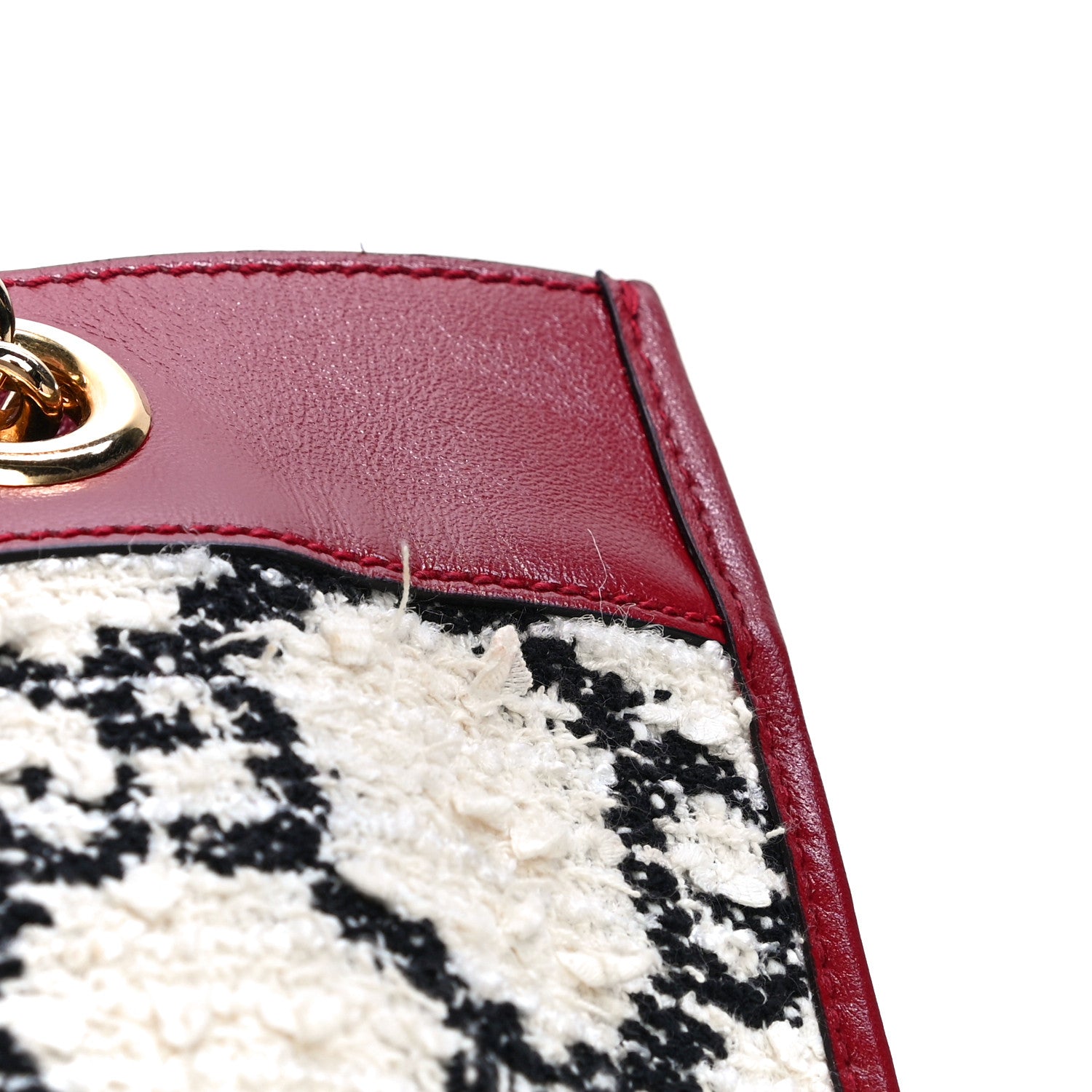 Gucci Tweed GG Monogram Large Rajah Chain Tote White Black Romantic Cherry 22 of 24
