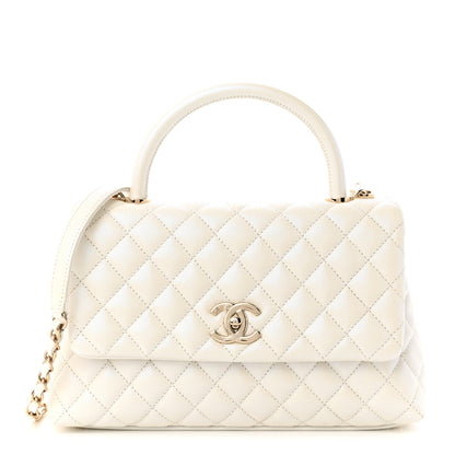 Chanel Iridescent Caviar Quilted Small Coco Handle Flap White 1 of 11