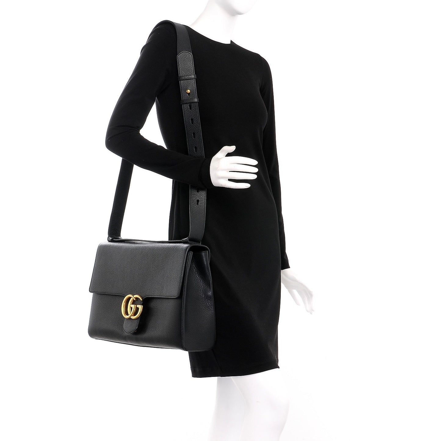 Calfskin GG Marmont Messenger Bag Black