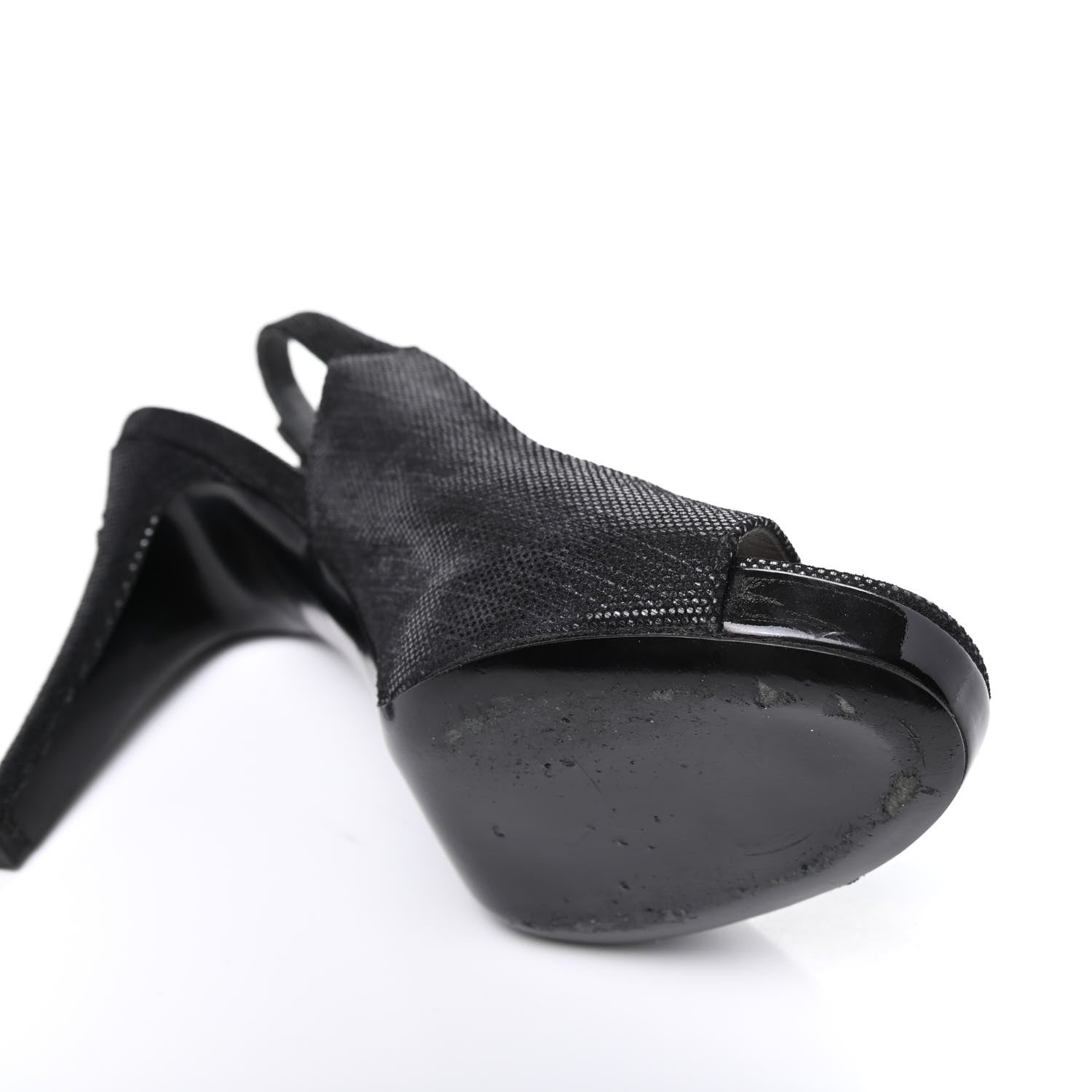 Chanel Shimmer Fabric Peep Toe Slingback Pumps 39 Black 19 of 20
