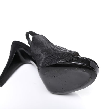 Chanel Shimmer Fabric Peep Toe Slingback Pumps 39 Black 19 of 20