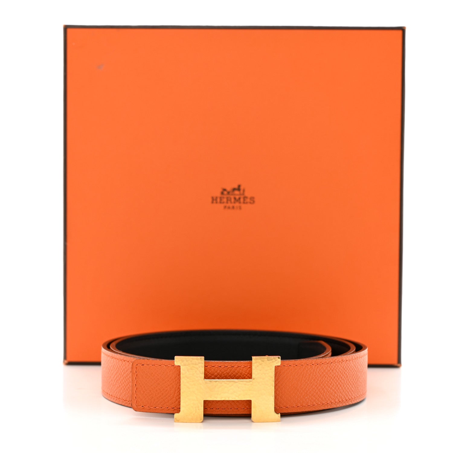 Hermes Swift Epsom 24mm Mini Martelee Constance Belt 80 32 Black Orange 7 of 7
