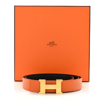 Hermes Swift Epsom 24mm Mini Martelee Constance Belt 80 32 Black Orange 7 of 7