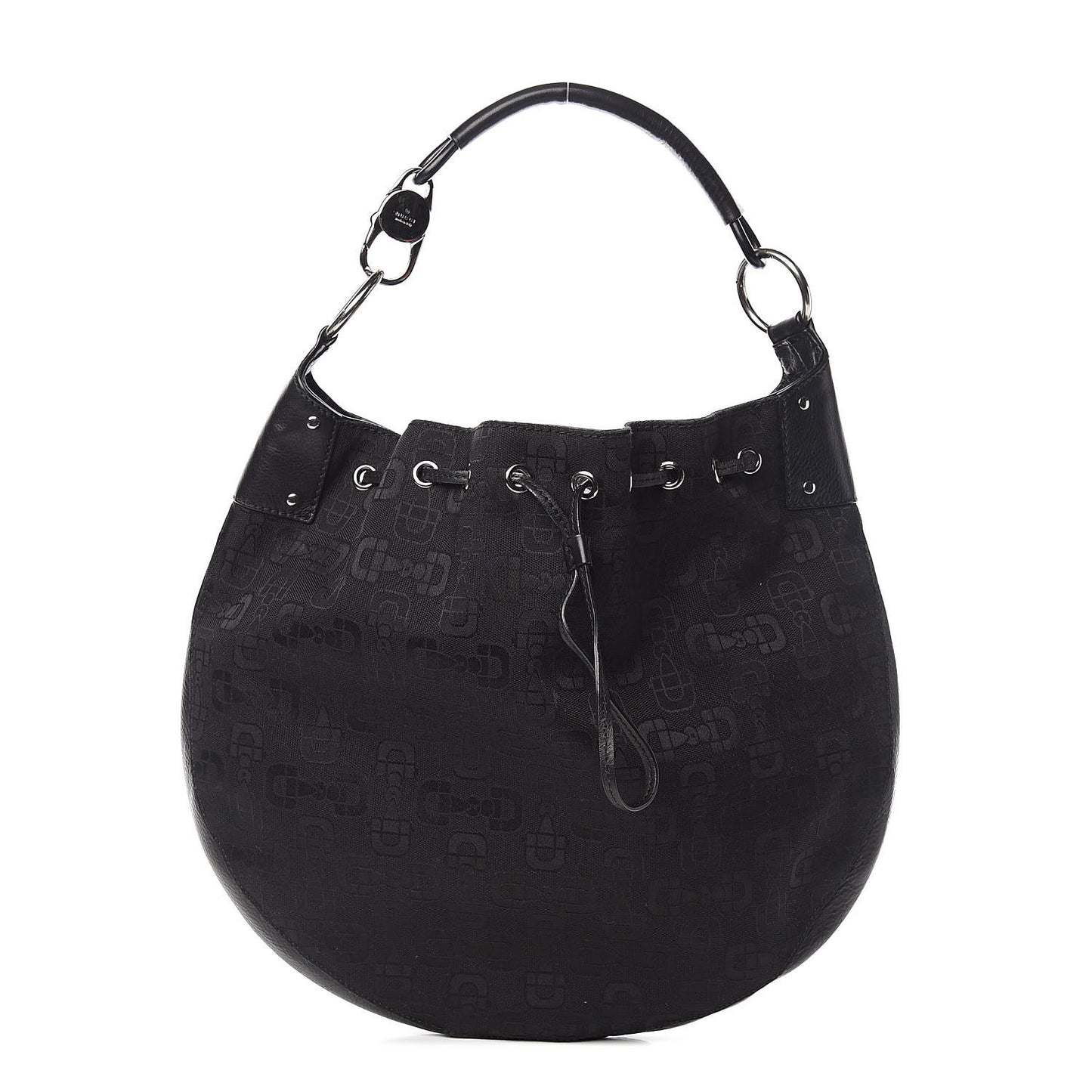 Horsebit Print Hobo Black