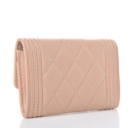Chanel Caviar Quilted Boy Card Holder Wallet Beige Clair 3 of 9