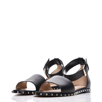 Valentino Garavani Nappa Soul Rockstud Ankle Strap Flat Sandals 38 Black 2 of 8