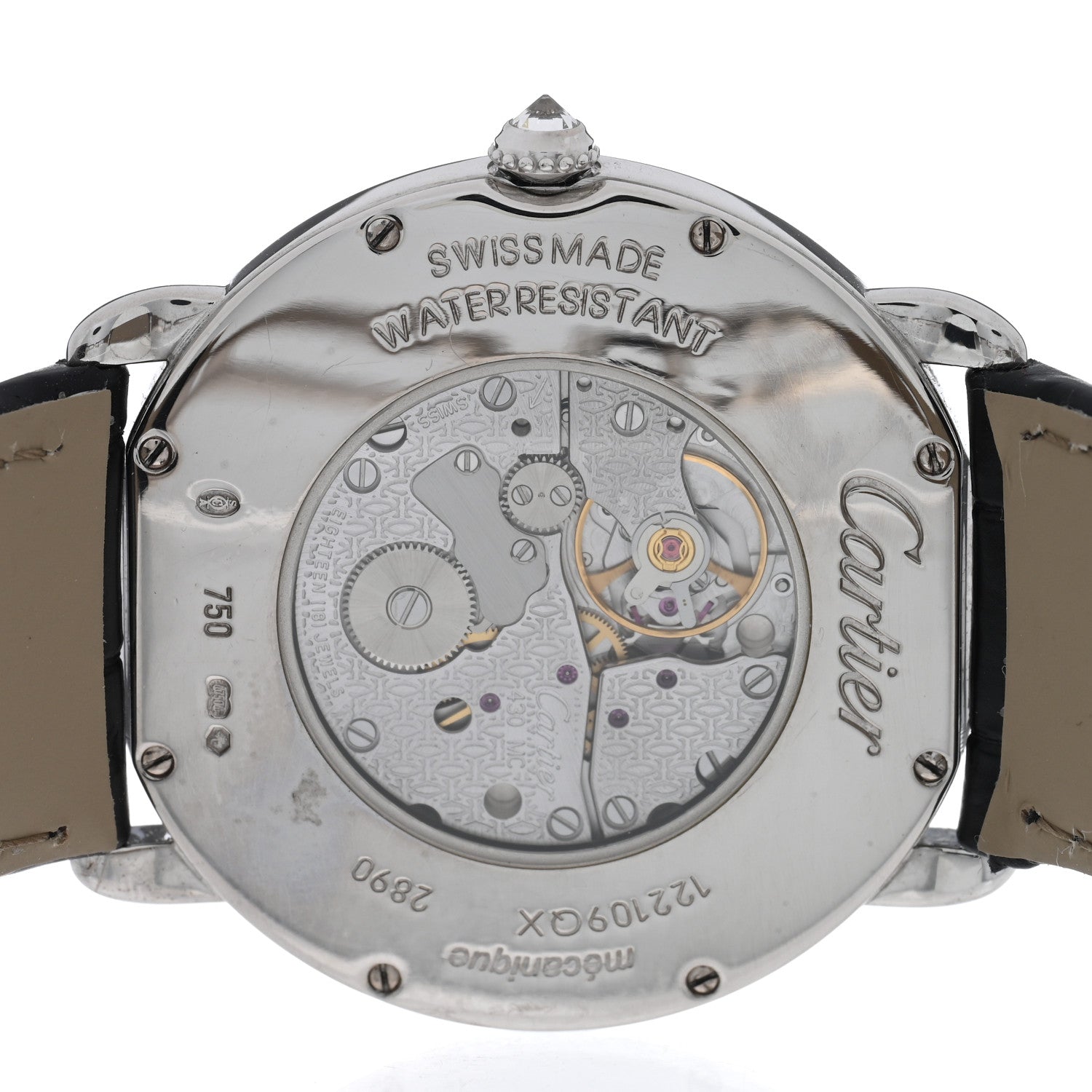 Cartier 18K White Gold Alligator Diamond Bezel 36mm Ronde Louis Manual Winding Watch 4 of 4