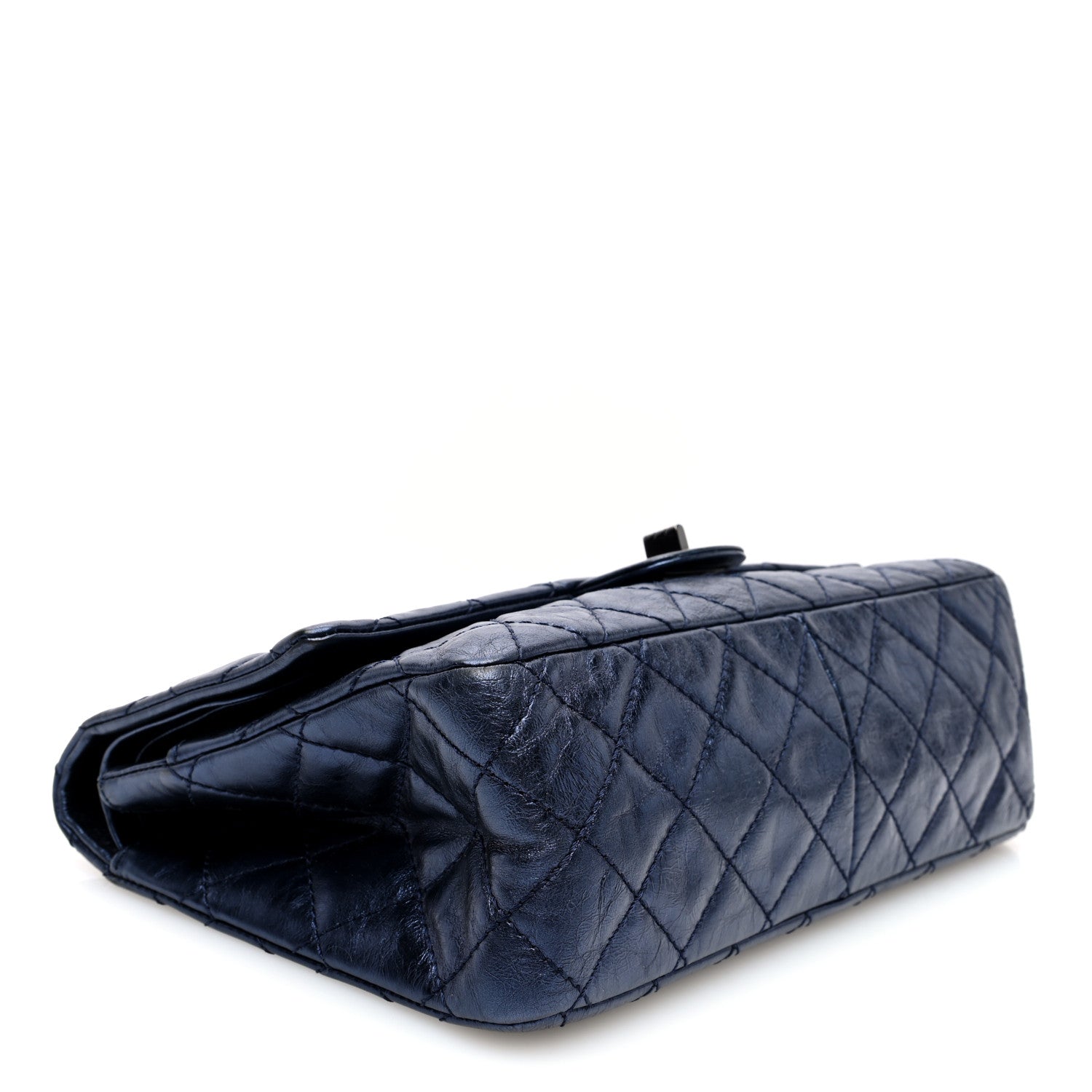Chanel Metallic Aged Calfskin Quilted 2.55 Reissue 226 Flap Dark Navy Blue 4 of 10