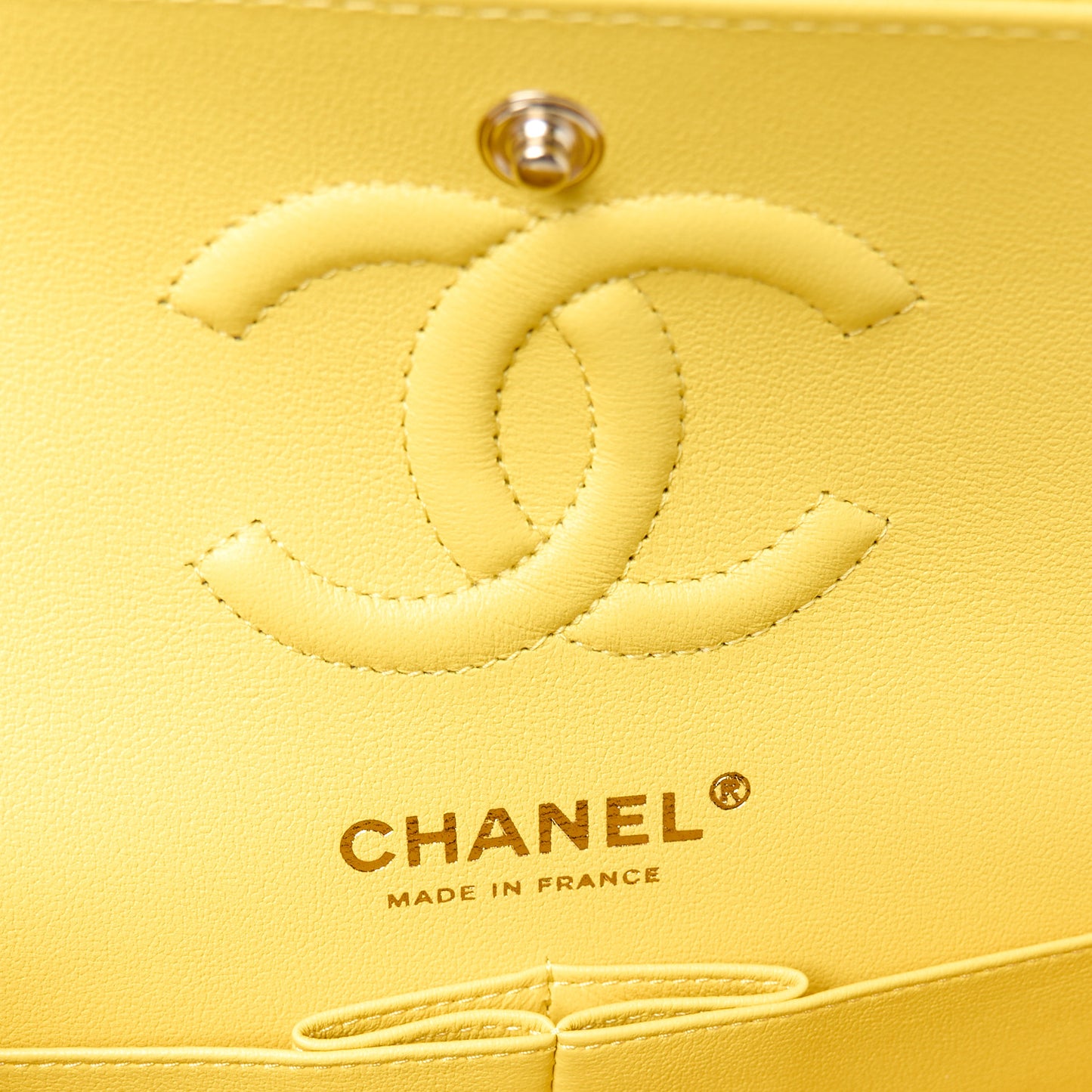 Caviar Quilted Small Double Flap Light Yellow